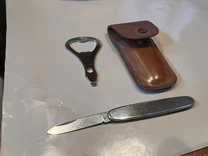 Richards Sheffield England Single Blade Pocket Knife & Bottle Opener In Pouch - Picture 1 of 16