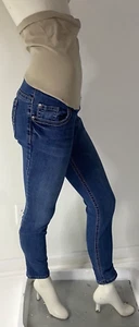 Pantalones de mezclilla de maternidad AZUL ÍNDIGO pierna ajustada bolsillos elásticos talla S - Imagen 1 de 7