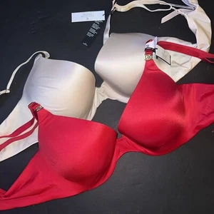 NWT Victoria's Secret 36C BRA LOT BEIGE RED ICON VERY SEXY TEE GOLD Jewels - Picture 1 of 3