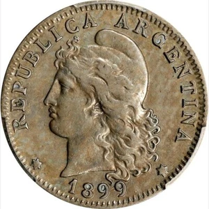 20 centavos Argentina 1899 graduación profesional AU 53 fecha clave escasa por encima de XF $800 en 60 SCWC - Imagen 1 de 4