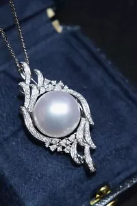 super shinning 15mm Australian south sea pearl pendant G18k Diamond order - Picture 1 of 4