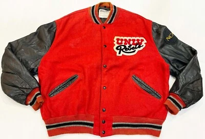 Vintage DeLong UNLV Runnin Rebels NCAA Leather Varsity Jacket Sz 48 Red USA Sewn - Image 1 of 4