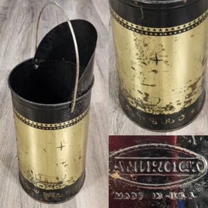 Vintage Androck Charcoal Coal Scuttle Bucket Pail Wagon Western Gold Black 1963 - Picture 1 of 16