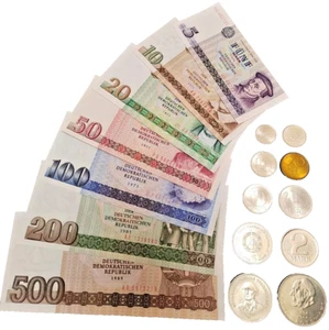 Complete currency set from East Germany GDR 1 Pfennig - 500 Marks, crisp,B04 - Picture 1 of 24
