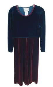 Stonebridge Damen blau/burgund Samt Kleid 6 P Midi Länge Neu mit Etikett - Bild 1 von 9
