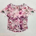 ENERGE WORLD WEAR Hibiscus Floral Print High Low Hem Studded Top ~ Pink ~ 2X