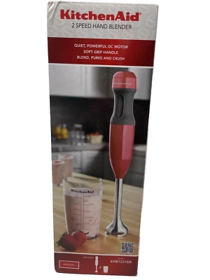 Batidora de mano KitchenAid de 2 velocidades - KHB1231ER Empire Red tarro de 3 tazas puré triturador Foto 1 de 4