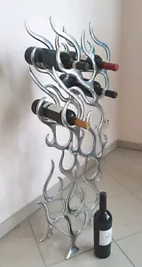 Wunderschönes Weinregal aus Metall Flammen Flame für 12 Flaschen 98 cm Ständer - Bild 1 von 13