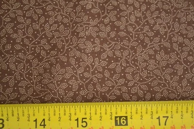 30" Long, Tiny Tan Leaves on Brown, Moda/Kansas Troubles/Cattails & Clover, V574 - Image 1 of 4