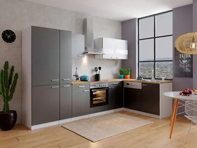 Küche Küchenzeile Küchenblock Winkelküche Weiß Grau Malia 310x172 cm Respekta - Bild 1 von 4