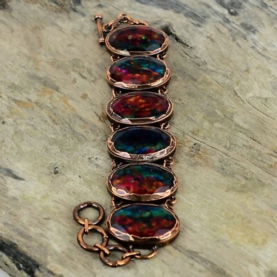 Ammolite Jewelry Copper Sister Gift Electroformed Chain Adjustable Bracelet 9.0" - Image 1 of 4