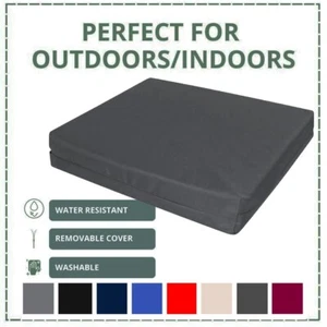 Waterproof Seat Pad 4cm Thick Cushion Removable Zip Cover Garden Indoor Outdoor - Picture 1 of 10