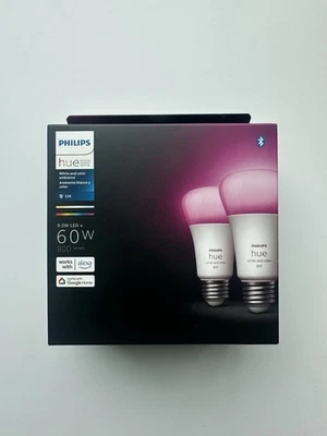 Philips Hue 548610 LED Smart Light A19 Bulbs - 60W, Multicolor, Pack of 2 - NEW - Image 1 of 4