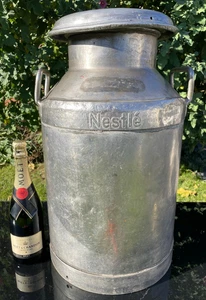 Vintage Nestle Milk Churn Stainless steel With Lid 59 cm tall 12 kilo - Picture 1 of 13