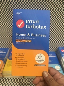 TurboTax Home & Bus 2024 Tax Software Fed & State Tax Win & Mac NEW SEALED - Afbeelding 1 van 4