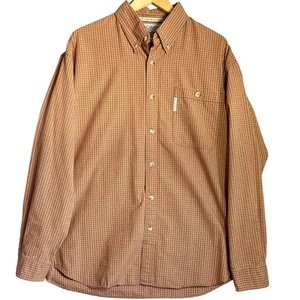 Columbia Shirt Mens Large Plaid Long Sleeve Button Down Rust Cotton Blend - Picture 1 of 9