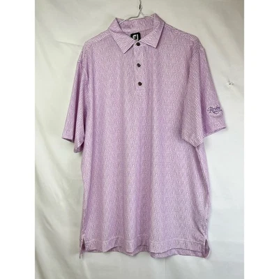 Foot Joy Men's L Purple/White 3 Button Short Sleeve Polo Shirt Revere Golf Club - Image 1 of 4