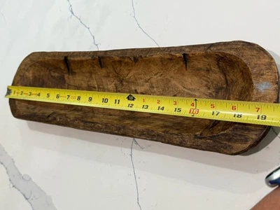 Tigela de massa de madeira oblonga grande, valetadeira de pão, peça central de mesa 19,5”x5,25” - Imagem 1 de 4