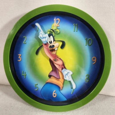 Reloj de Pared Disney Goofy Manecillas Móviles 10" Cuarzo Verde Funcionando De Colección Divertido  Foto 1 de 4