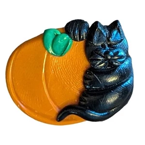 Halloween Brosche Anstecknadel Katze & Kürbis - Bild 1 von 5