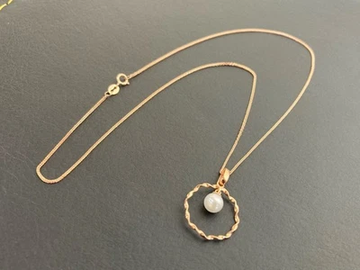 Collar colgante de perlas Akoya de oro 750 de 18 quilates de 15 pulgadas Foto 1 de 4