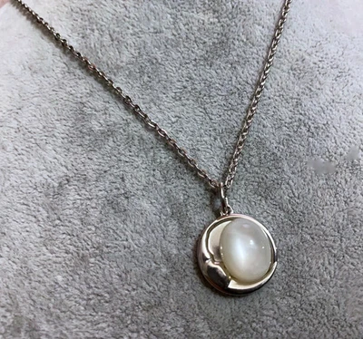 Collana uomo donna in Acciaio argento mito Sole e Pietra di Luna amore Eclissi - Immagine 1 di 4