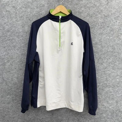 Jaqueta de golfe Footjoy FJ masculina pulôver corta-vento, zíper 1/4, azul branco, tamanho G - Imagem 1 de 4