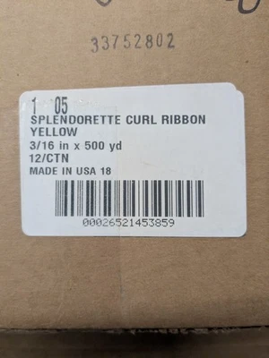 12 Rolls Of 3/16 X 500yd Yellow Curling Ribbon - Image 1 of 2