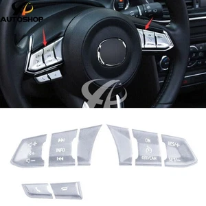 For Mazda CX-5 CX5 2017-2023 ABS Silver Steering Wheel Button Cover Sticker 8PCS - Picture 1 of 7