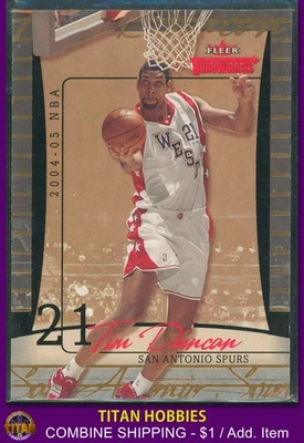 2004-05 Fleer Throwback RED RUBIES #21 Tim Duncan Parallel RED /25 SSP - Image 1 of 2
