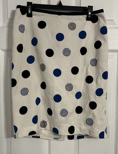 Talbots Women’s A Line Polka Dotted Skirt White, Blue, And Black Size 12 - Picture 1 of 9