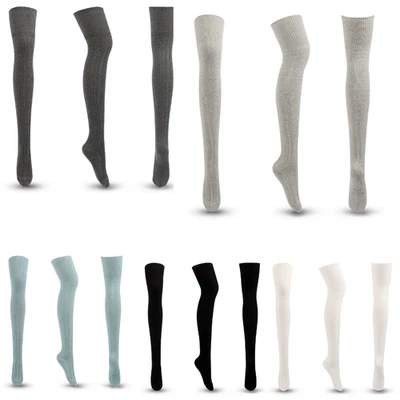 Damen Overknee Socken Lange Kniestrümpfe Strickmuster Warm Geschenk Winter - Bild 1 von 4