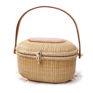 TengTian Nantucket Embragues y Bolsos de Noche Bolso de Mano Cesta Tejido de Caña sobre Caña... - Imagen 1 de 9