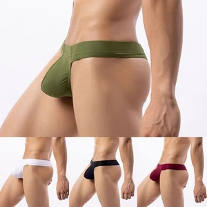 Men Sexy Low Waist Underwear Gstring Mesh Pouch Panties Breathable Black - Picture 1 of 19