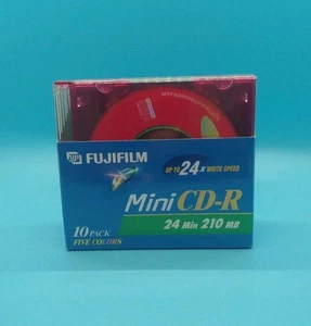 Fujifilm Mini CD-R 10er Pack 5 Farben 24 Minuten 210MB bis zu 24x Geschwindigkeit versiegelt NOS - Bild 1 von 7