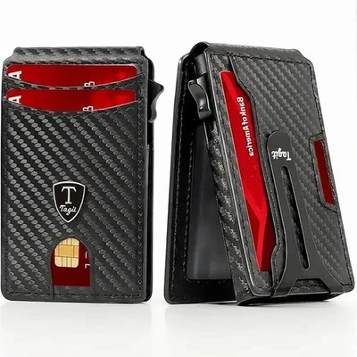 Men’s RFID Blocking Pop-Up Leather Wallet Slim Bifold with Money Clip Gift-Ready - Image 1 of 3