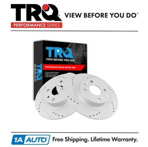 TRQ Rear Performance Drilled Slotted G-Coated Rotor Pair for Mazda Ford - Picture 1 of 7
