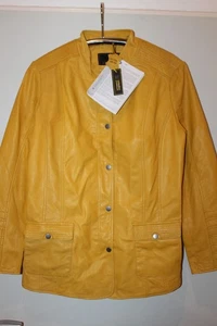 Damen BONPRIX Echtlederjacke Lederjacke Biker -Jacke Yellow / gelb Gr. 50 NEU - Bild 1 von 6