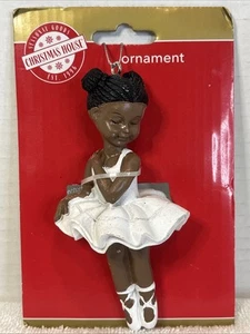 Seasonal Christmas House African-American Ballerina Christmas Ornament White - Picture 1 of 3