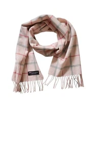 Sciarpa a quadri in cashmere rosa/grigio made in Scotland misura - 63" x 11,5" - Foto 1 di 3
