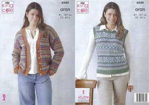Cardigan e canotta KING COLE modello a maglia Aran donna 32-42 pollici -6344 - Foto 1 di 4