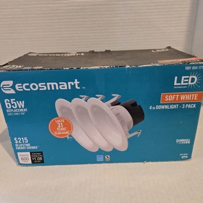 Eco smart led light Fixtures 65W Soft white 3 Pack 4in Downlight Dimmable - Image 1 of 4