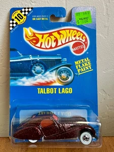1992 Hot Wheels TALBOT LAGO in Red MFP w/WWs on Blue Card 163 and Speed Points - Picture 1 of 7