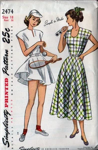 Patrón de costura SIMPLICITY 1948 SIN CORTAR - Vestido y vestido de tenis - BUST 36 - Imagen 1 de 2