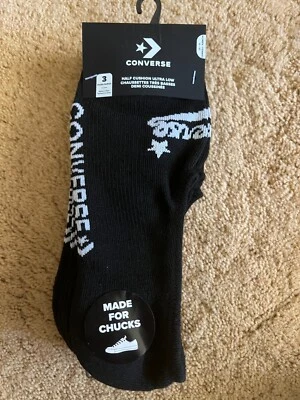 CONVERSE Hecho para Mandriles 3 Pk Medio Cojín Ultra Bajo Talla 4-10 Negro Blanco Foto 1 de 4