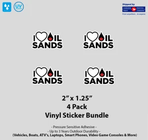 4- Pack 2" x 1.25" I Love Canadian Oil Sands Vinyl Stickers - Picture 1 of 1