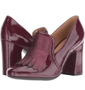 Naturalizer Burgundy Patent Leather Tassel Block Heel Pumps Size US 7M New - Picture 1 of 7