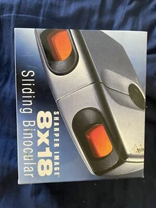 2 NEW Sharper Image Sliding 8 X 18 Pocket Binoculars w/ Cases In Box - Picture 1 of 9
