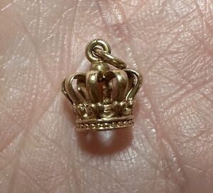 Vintage 9ct 375 Yellow Gold Crown Charm Pendant 0.97g