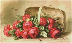 Needlework Crafts Full Embroidery Counted Cross Stitch Kits Flowers in Basket - Picture 1 of 4